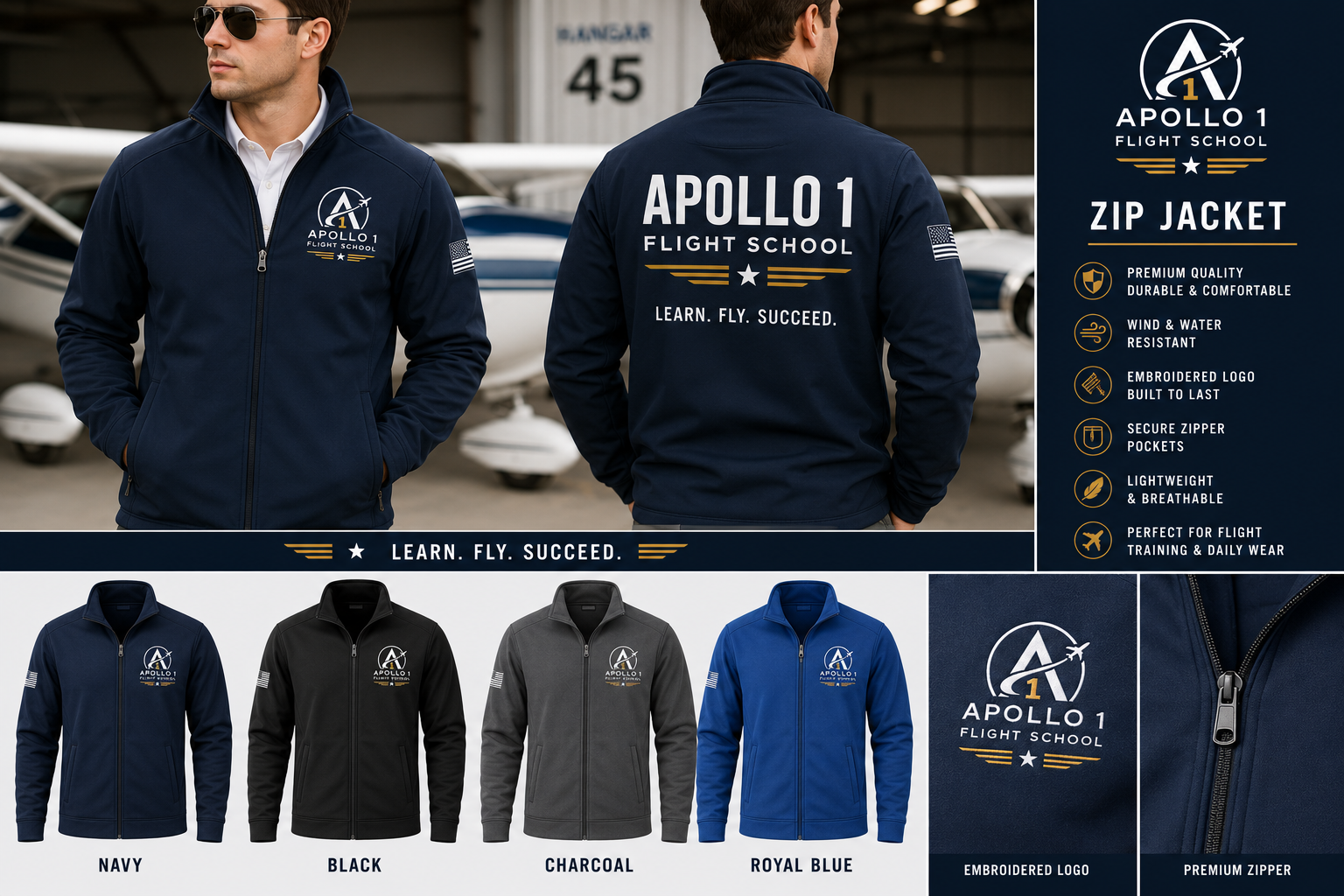 Warm zip pilots jackets